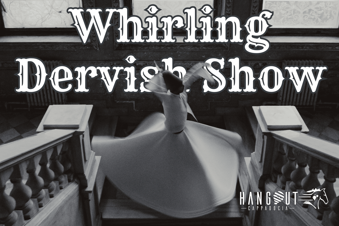Whirling Dervish performers in traditional white robes during their mesmerizing ceremony